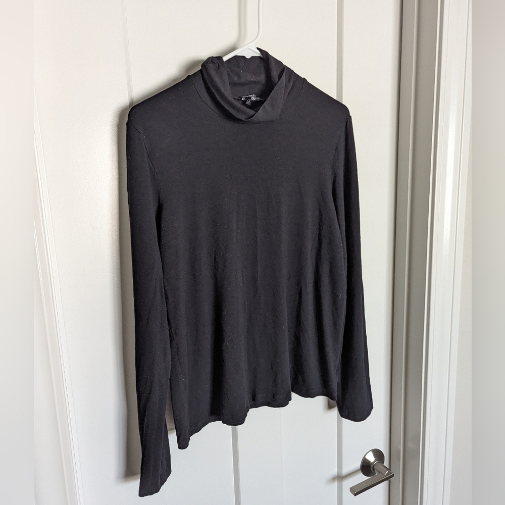Eileen Fisher Black Turtleneck Long Sleeve Top sz M - Picture 2 of 5
